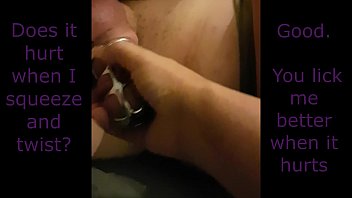 Chastity Hubby f. to Lick and Watch Dildo Orgasm