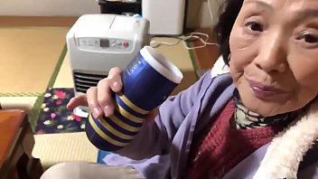 Japanese grandmother drinking water