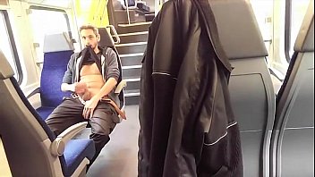 Exhibitionist shows his dick on the train