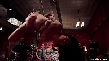 Slaves swapping cum in bdsm party